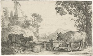 Paysage avec du bétail