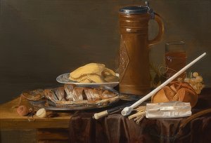 Nature morte avec pipe en terre. Vers 1630