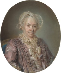 Dame âgée en robe de soie mauve - Claude Bornet