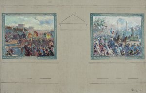 Esquisse pour la mairie du 12e arrondissement de Paris : Revue militaire. Défilé place de la Nation, vers 1910 - Claude Charles Bourgonnier