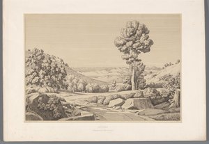 Paysage avec chemin (Vues des sites les plus célèbres de la Grèce antique) - Claude Félix Théodore Caruelle d