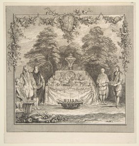 La collation préparée dans un jardin - Claude Gillot, Jacques Gabriel Huquier