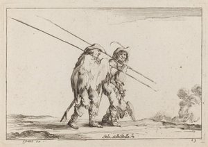 Deux piquiers voyageant à pied - Claude Goyrand after Stefano Della Bella