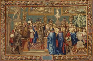 Une audience accordée par Louis XIV au comte de Fuentes... au Louvre, 24 mars 1662, vers 1730 - Claude I, Ballin