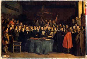 La paix de Westphalie, la prestation de serment après la ratification de la paix entre les Espagnols et les Néerlandais, à l