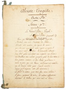 Manuscrit de "Alceste" - Claude Joseph Dorat