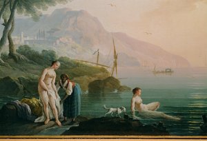 Baigneuses au bord de la mer ... (peinture sur toile) - Claude Joseph Vernet