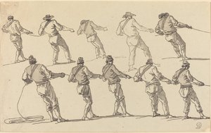 Dix hommes tirant sur des cordes - Claude Joseph Vernet