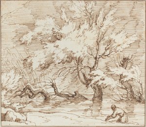 Arbres reflétés dans un ruisseau - Claude Joseph Vernet