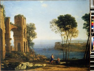 Vue du littoral avec Apollon et la sibylle de Cumes