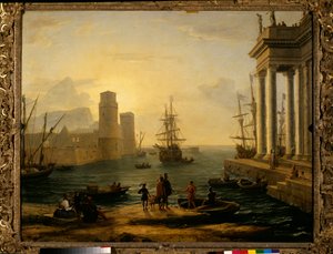 Port de mer, effet de brouillard