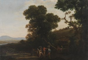 Paysage avec des figures traversant un ruisseau, 1636-1637