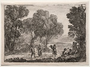 Paysage avec une danse de campagne (Petite planche) - Claude Lorrain