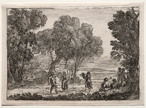 Paysage avec une danse de campagne petite plaque, vers 1637 - Claude Lorrain