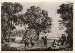 Paysage avec une danse de campagne, petite plaque, c. 1637