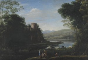 Paysage fluvial avec bergers