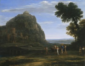 Vue de Delphes avec une procession