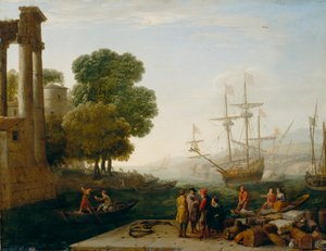 Un port au coucher du soleil, 1643