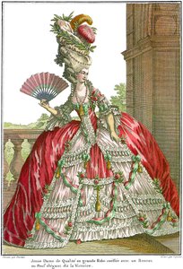 Robe de cour française avec larges paniers, 1778 - Claude Louis Desrais