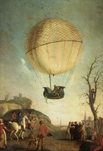 Robert remontant à Nesle après le premier vol en ballon à hydrogène