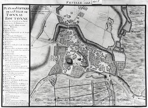 Fol.105 Carte de la ville de Tonnay-Boutonne, du Recueil des Plans de Saintonge