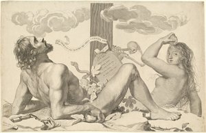 Adam et Ève au pied de la croix - Claude Mellan