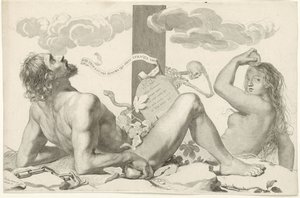 Adam et Ève au pied de la croix - Claude Mellan