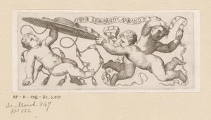 Trois putti avec chapeau de cardinal et bande - Claude Mellan