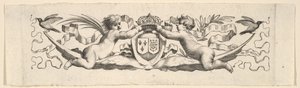 Bandeau : Deux enfants avec les armes de France et de Navarre - Claude Mellan