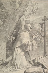 Saint Bernard agenouillé devant un crucifix, vers 1655 - Claude Mellan
