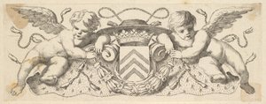 Deux Chérubins avec les Armes du Cardinal Richelieu, avant 1642 - Claude Mellan