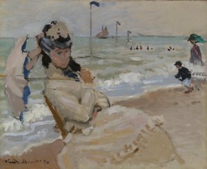 Camille sur la plage de Trouville