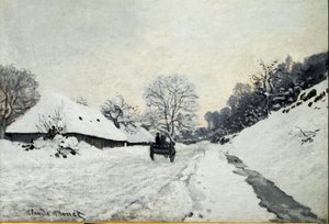 Charrette, route sous la neige à Honfleur - Claude Monet