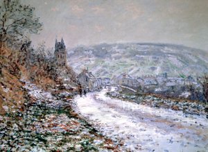 Entrée du village de Vétheuil en hiver