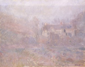 Maisons à Falaise dans le brouillard - Claude Monet