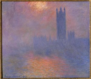 Londres, Le Parlement, Trouée de Soleil dans le Brouillard