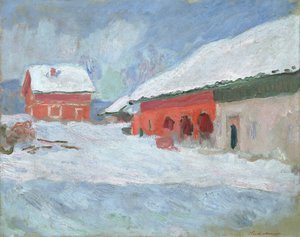 Norvège, maisons rouges à Bjornegaard, 1895