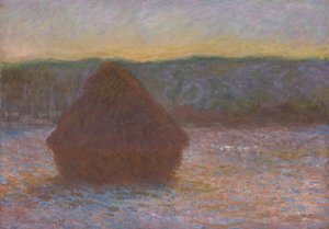 Meule de foin (dégel, coucher de soleil)