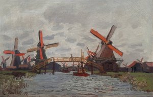 Moulins à vent à Westzijderveld près de Zaandam - Claude Monet