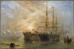 Les navires de Sa Majesté recevant des provisions à Portsmouth