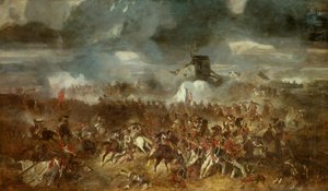 Guerre napoléonienne : Vue de la bataille de Waterloo le 18/06/1815