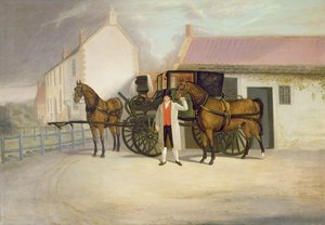 Un palefrenier tenant une équipe de carrosses