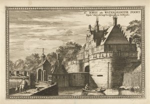 Vue de la porte Waterslootse à Delft - Coenraet Decker (attributed to)