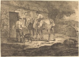 Chevaux à la porte du cottage - Conrad Gessner