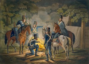 Hussards prussiens en patrouille de nuit, c.1799-1802