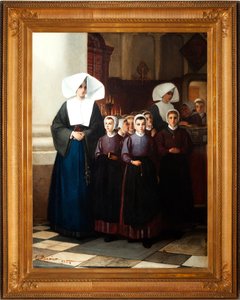 Peinture. Signé et daté : Constant Meunier 1864. Les orphelins. Huile sur toile. (détail)
