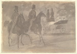 Voitures à cheval dans un parc - Constantin Guys