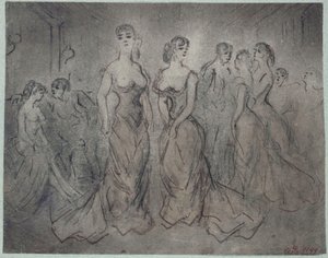 Scène intérieure de maison publique, femmes et hommes, vers 1875 - Constantin Guys
