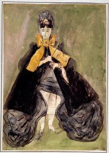 Femme avec fond vert - Constantin Guys