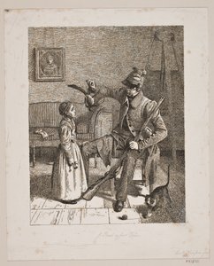 Danish : Un chasseur montrant sa proie à une petite fille - Constantin Hansen